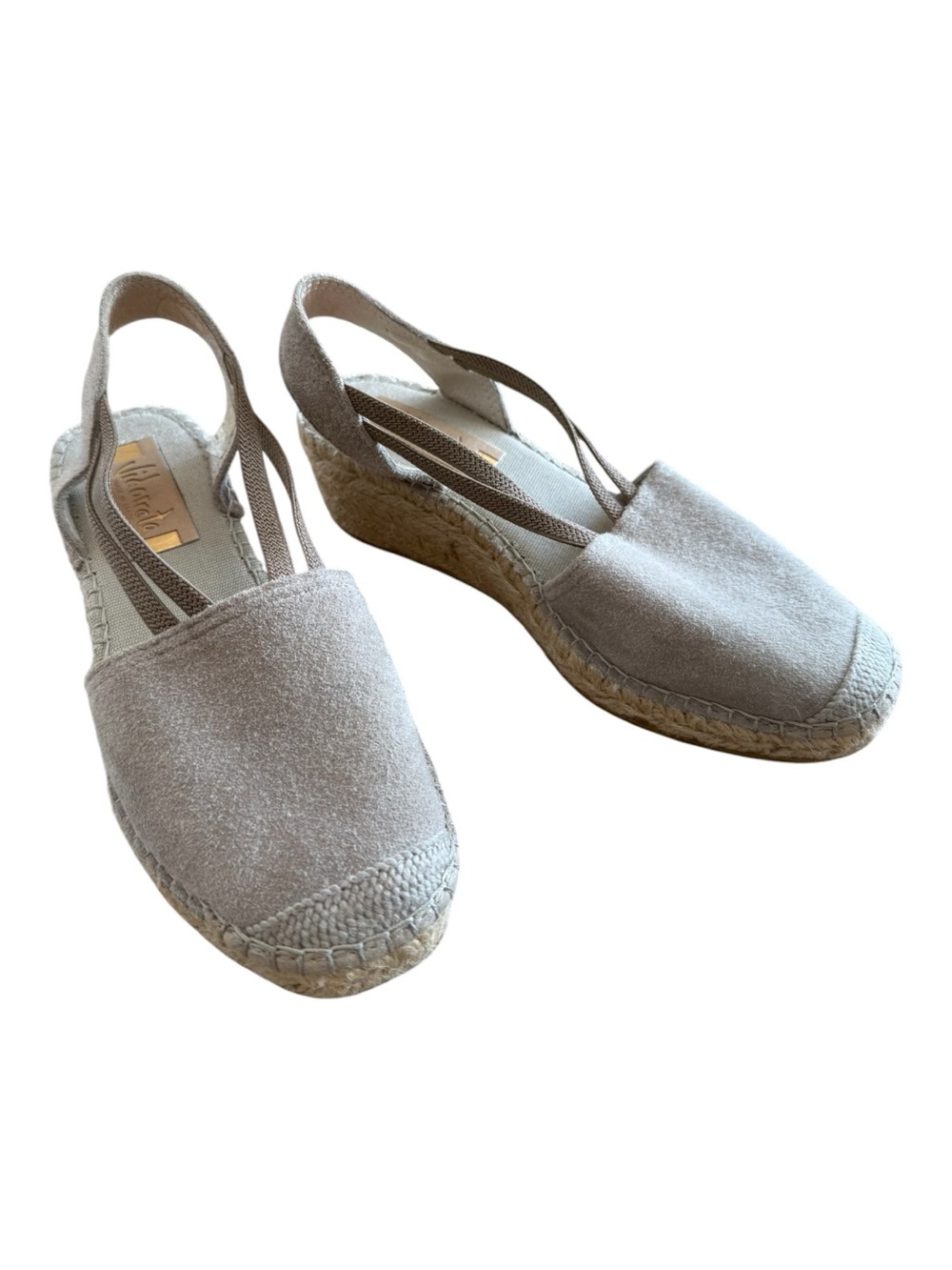 Grey Suede Espadrille Slingback Wedges